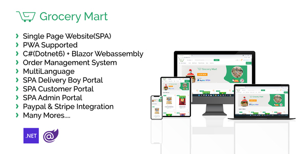GroceryMart – (Grocery, Pharmacy, eCommerce, Store) Website / (Dotnet 6 BlazorWebassembly + SPA+PWA