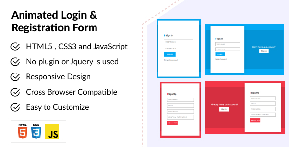 Animated Login & Registration Form – HTML CSS JAVASCRIPT